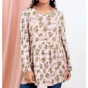 Matilda Jane Like a Lady Floral Peasant Tunic Blouse Size L